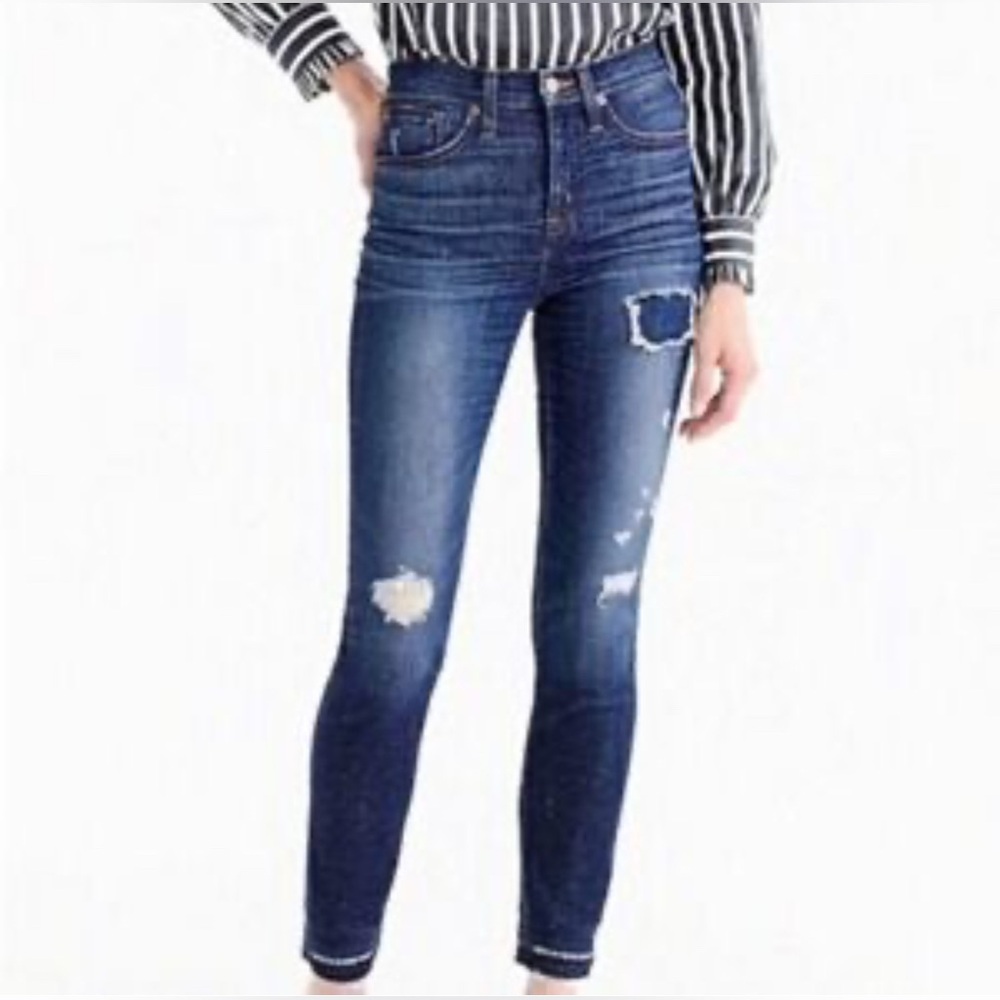 J. Crew 9” High-Rise Toothpick Distressed Jeans, size 31